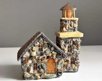 Miniature Fairy House, Handmade Fairy Cottage Decor, Whimsical Garden Gift, Fantasy Shelf Accent, Enchanted Home Decor