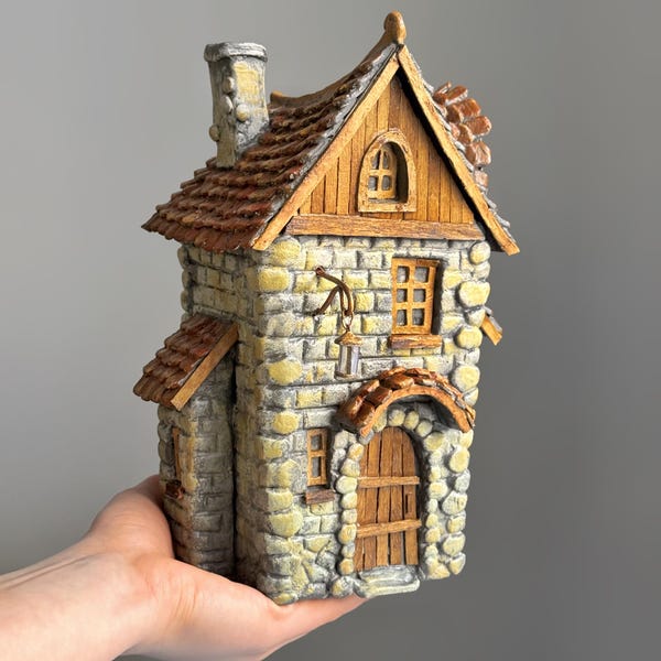 Miniature Fairy House | Handmade Paperclay Cottage | Terrarium Decor | Fairy Garden Accessory | Fantasy Home Decor