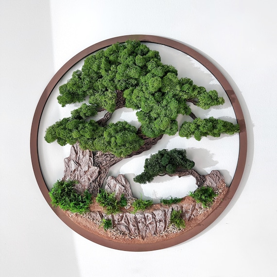 Handmade Preserved Moss Bonsai Wall Decor | Natural Wood Frame | Japanese  Zen Greenery | No-water Wall Art Gift - Etsy