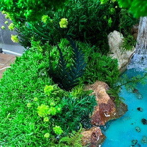 Ocean terrarium with moss, Waterfall terrarium, Preserved bonsai, Terrarium moss, Preserved plants, Unique plant decor, Geometric terrarium image 6