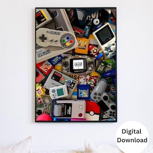 Retro Vintage Video Games Collection Poster | Printable | Digital Products | Wall Art | Home Decor| Digital Download