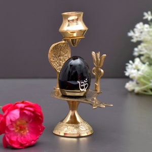 Divine Metal Shivling with Shesnaaga: Handcrafted Sculpture for Worship and Décor Handcrafted