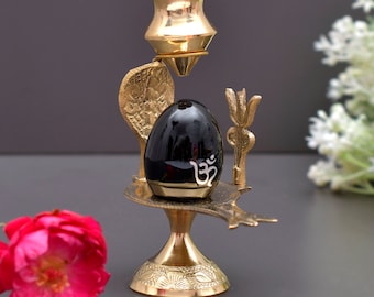 Divine Metal Shivling with Shesnaaga: Handcrafted Sculpture for Worship and Décor Handcrafted