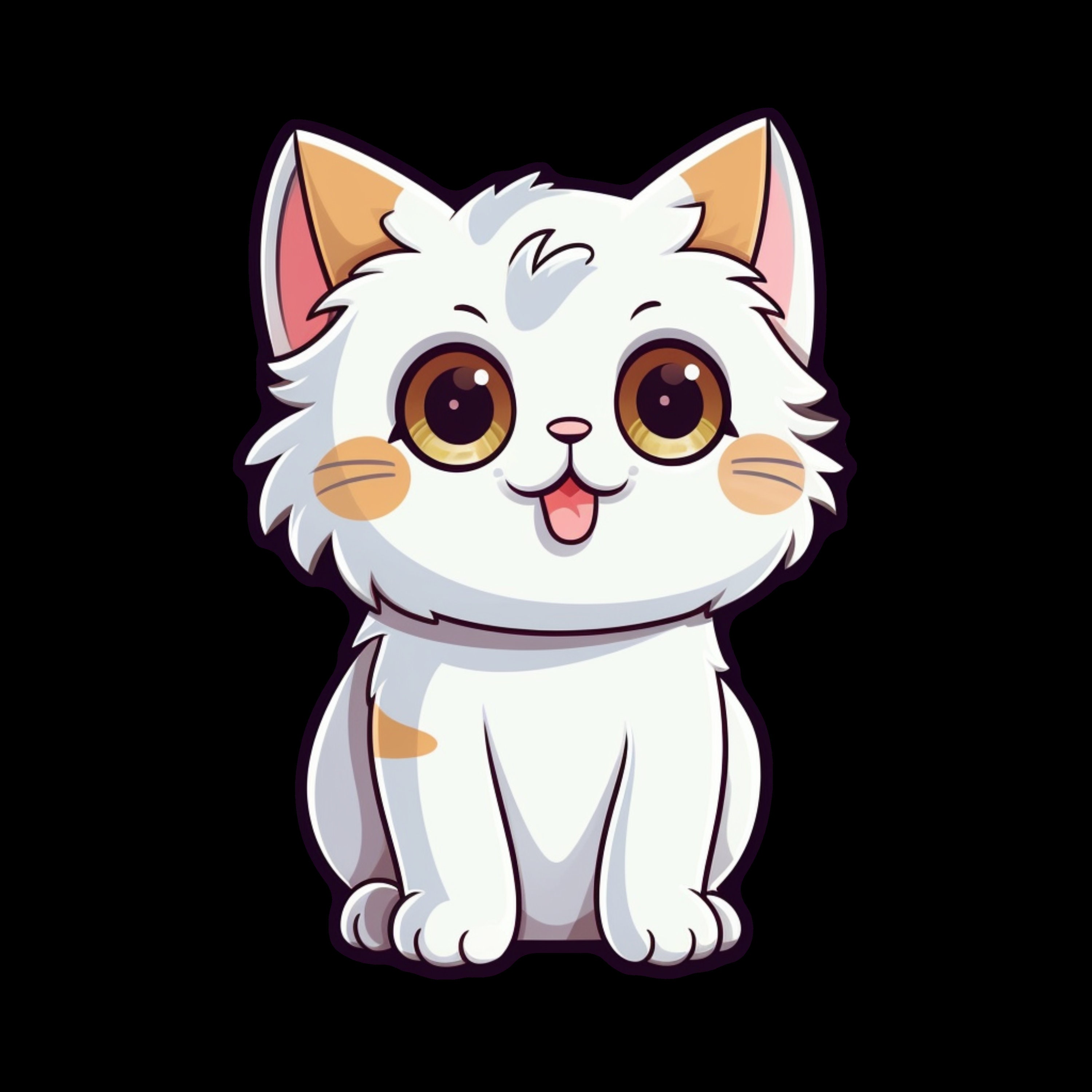 Cute White Cartoon Cat PNG Etsy