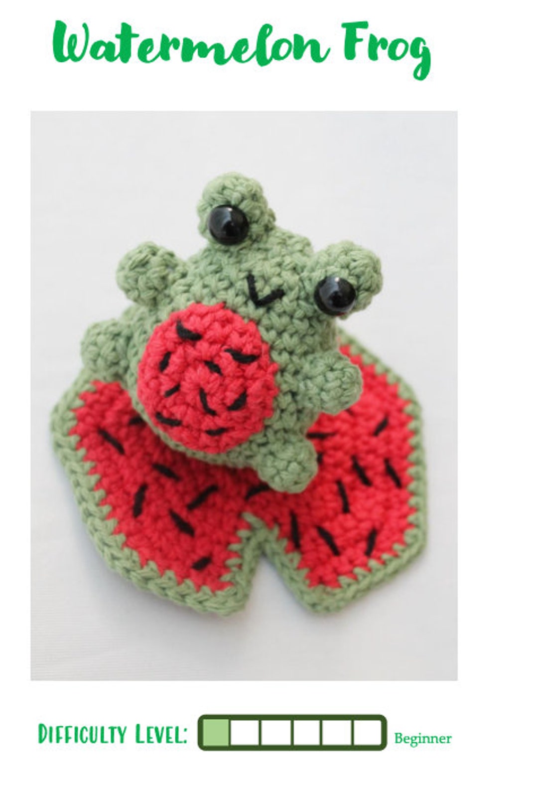 Digital PDF Crochet Pattern Kawaii Amigurumi Watermelon Toad Etsy