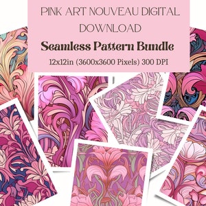 Pink Art Nouveau Digital Download - Seamless Pattern