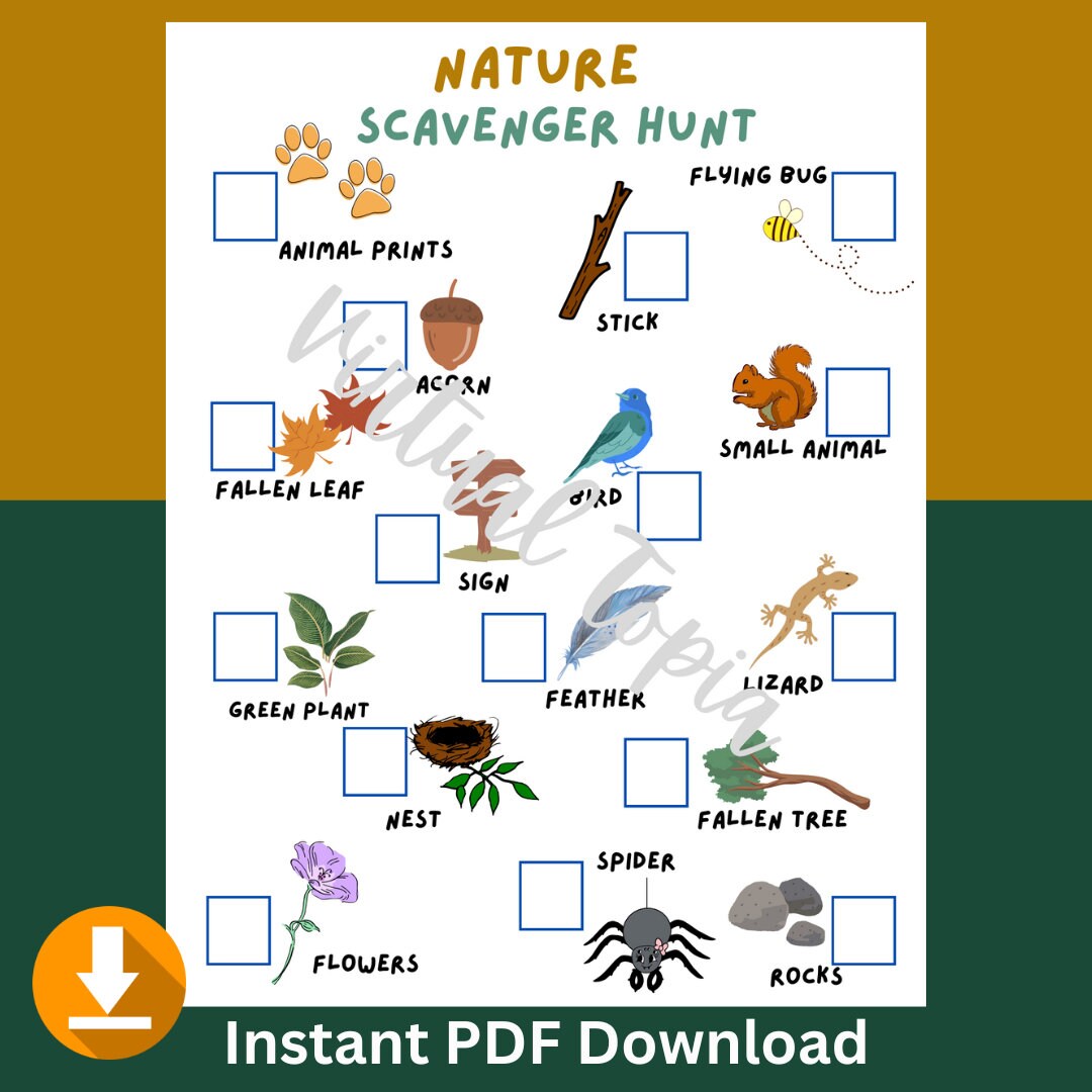 Nature Scavenger Hunt Scavenger Hunt Nature Walk Hunt Etsy