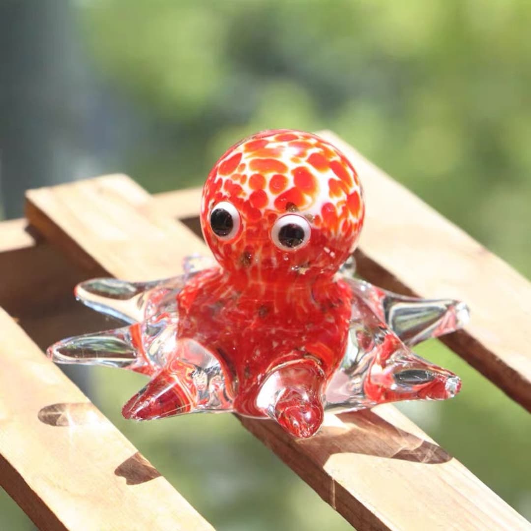 Hand Blown Glass Octopus Figurine Ornamentsea Animal Ornament Etsy