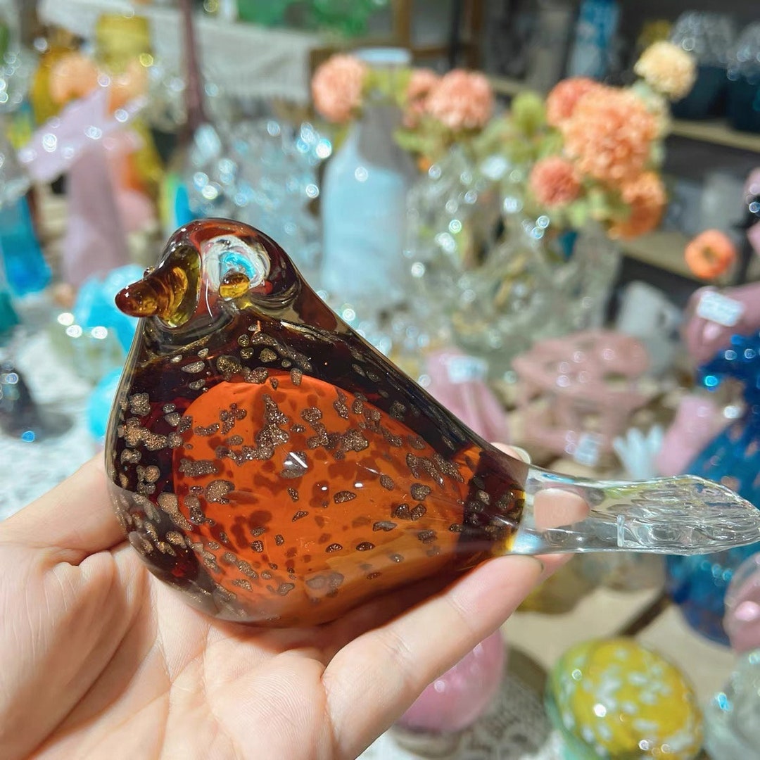 Stained Glass Birds Decor Handmade Art Bird Glass Figurine Etsy