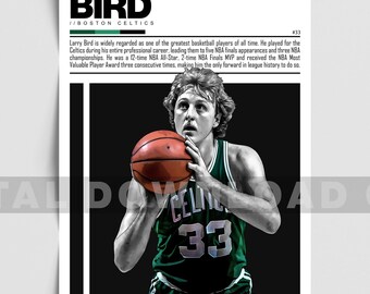 Larry Bird poster Boston Celtics basketbal muurkunst digitale download — Celtics basketbal print, modern sport decor, basketbal cadeau