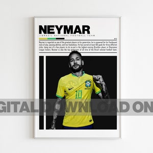 ネイマールのデジタルポスター、サッカーファンのためのスポーツファン用ウォールアート、寝室やオフィスのモダンなスポーツ装飾、デジタルウォールアート