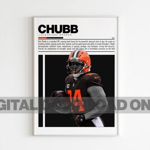 Nick Chubb Digital Poster for Sports Fan Wall Art for Football Fans Modern Sports Decor for Bedroom & Office Digital Wall Art