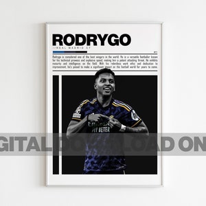 ロドリゴのデジタルポスター、サッカーファンのためのスポーツファンウォールアート、寝室やオフィスのモダンなスポーツ装飾、デジタルウォールアート