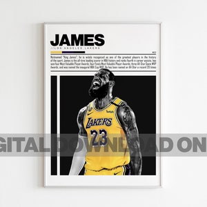 LeBron James Digital Poster for Sports Fan Wall Art for Basketball Fans Modern Sports Decor for Bedroom & Office Digital Wall Art