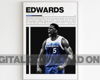 Anthony Edwards Digital Poster for Sports Fan Wall Art for Basketball Fans Modern Sports Decor for Bedroom & Office Digital Wall Art