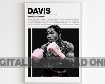 Póster de Tank Davis, arte mural de boxeo de EE. UU., descarga digital — Impresión de boxeo de EE. UU., decoración deportiva moderna, regalo de boxeo