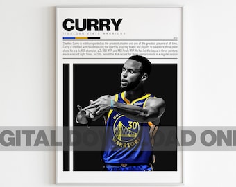 Stephen Curry Digital Poster for Sports Fan Wall Art for Basketball Fans Modern Sports Decor for Bedroom & Office Digital Wall Art