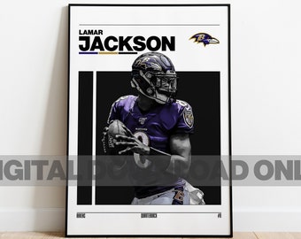 Digital Poster of Lamar Jackson Poster for Sports Fan Wall Art for Football Fans Modern Sports Decor for Bedroom & Office Digital Wall Art