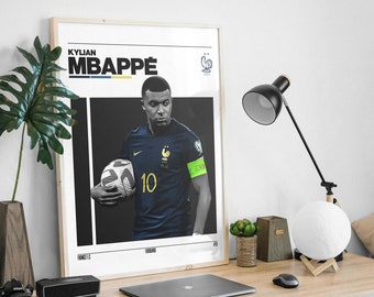 Digital Poster of Kylian Mbappe Poster for Sports Fan Wall Art for Soccer Fans Modern Sports Decor for Bedroom & Office Digital Wall Art