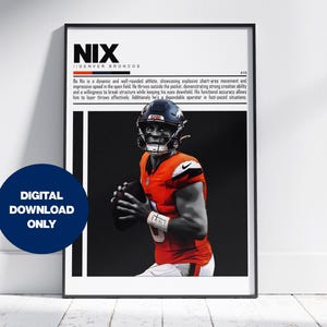 Bo Nix Digital Poster for Sports Fan Wall Art for Football Fans Modern Sports Decor for Bedroom & Office Digital Wall Art