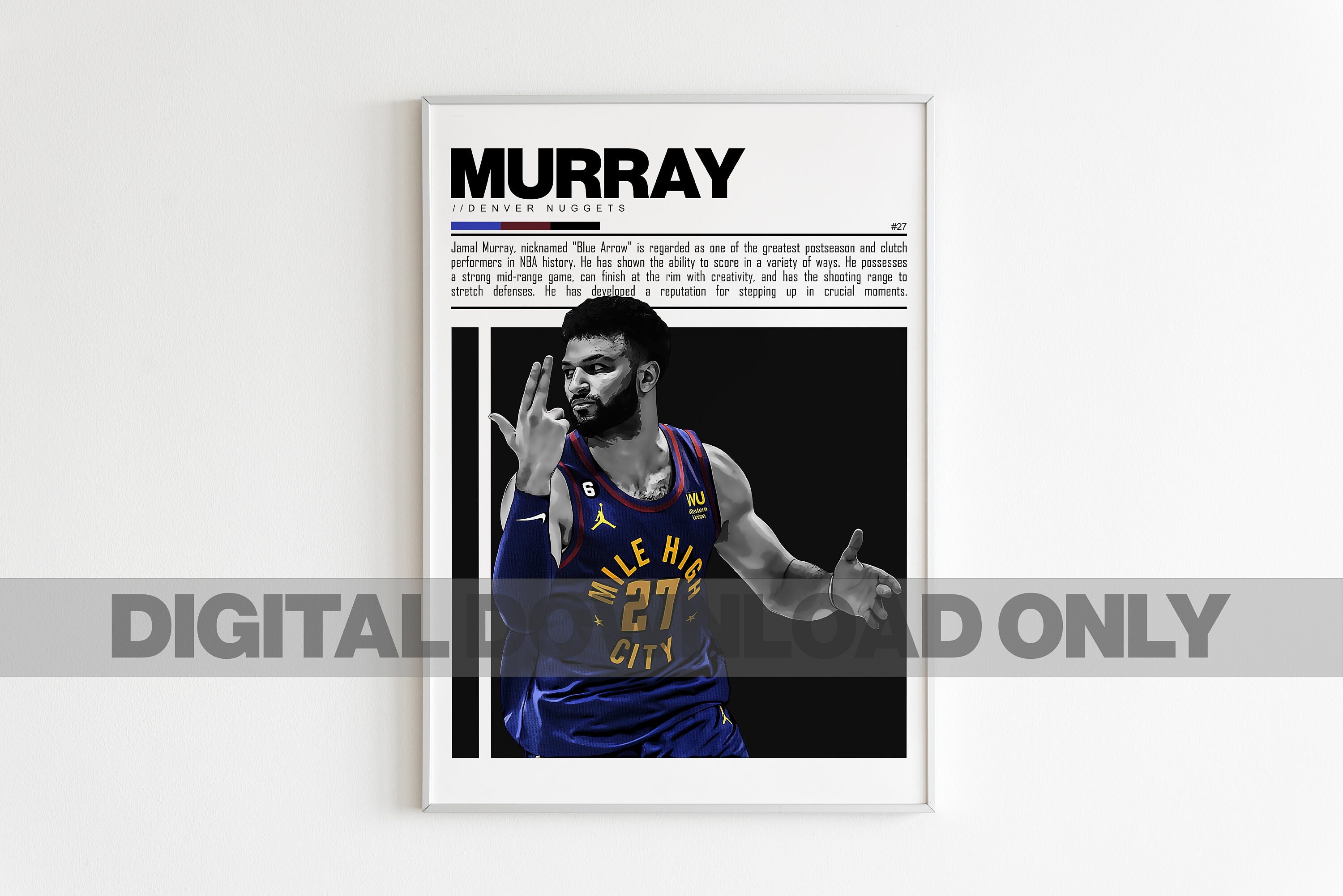 Jamal Murray Digital Poster for Sports Fan Wall Art for Basketball Fans Modern Sports Decor for Bedroom & Office Digital Wall Art