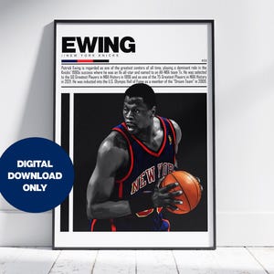 Patrick Ewing Digital Poster for Sports Fan Wall Art for Basketball Fans Modern Sports Decor for Bedroom & Office Digital Wall Art