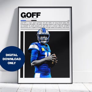 Jared Goff Digitales Poster für Sportfan Wandkunst für Fußballfans Moderne Sportdekoration für Schlafzimmer & Büro-Digitale Wandkunst
