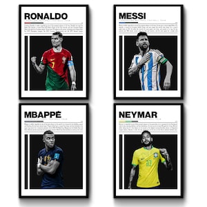 Ronaldo Messi Mbappe Neymar Digitales Poster für Sportfan Wandkunst für Fußballfans Modernes Sportdekor für Schlafzimmer & Büro Digitale Wandkunst