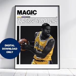 Magic Johnson Digital Poster for Sports Fan Wall Art for Basketball Fans Modern Sports Decor for Bedroom & Office Digital Wall Art