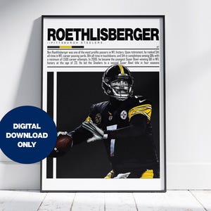 Ben Roethlisberger Digital Poster – Football Sports Wall Art, NFL Bedroom or Office Decor, Printable Download