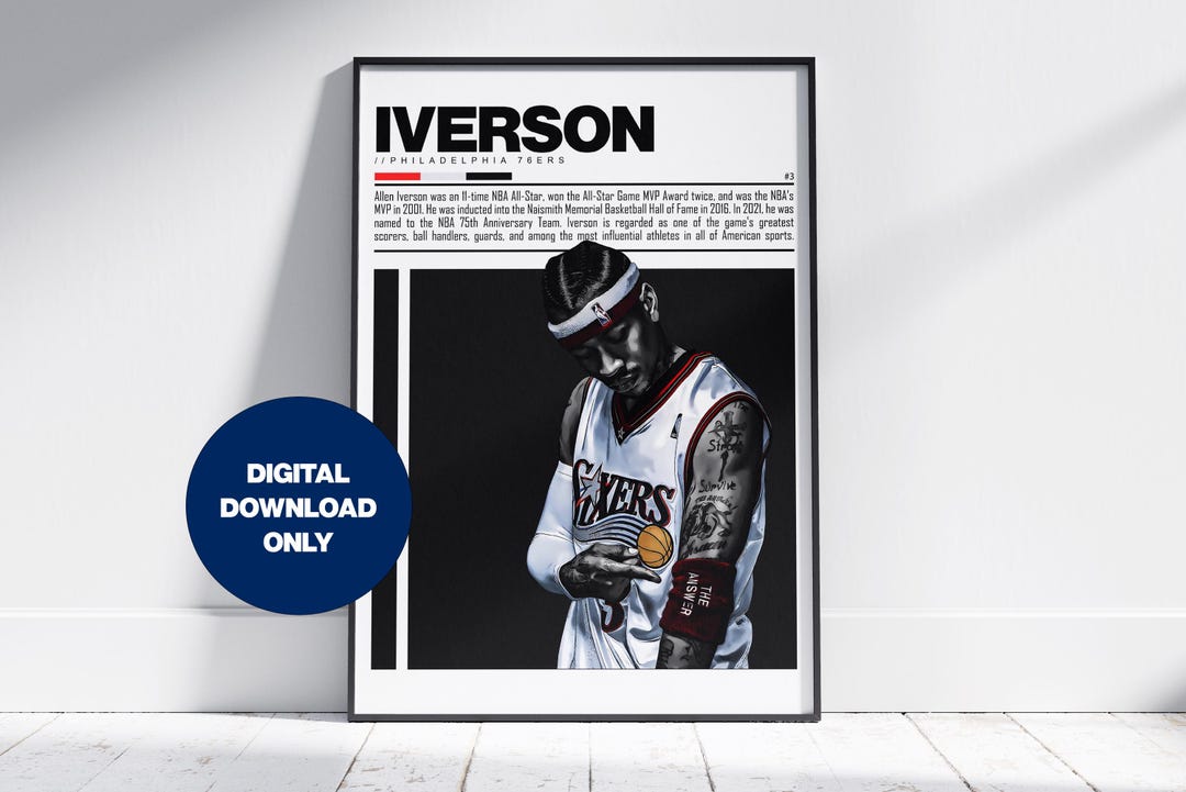 Allen Iverson Poster Philadelphia 76ers Basketball Wall Art Digital ...