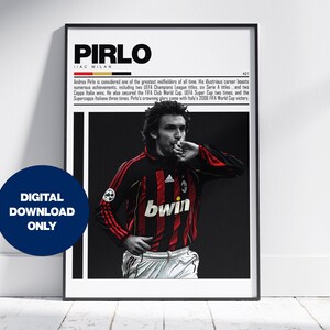 Andrea Pirlo Digital Poster for Sports Fan Wall Art for Soccer Fans Modern Sports Decor for Bedroom & Office Digital Wall Art