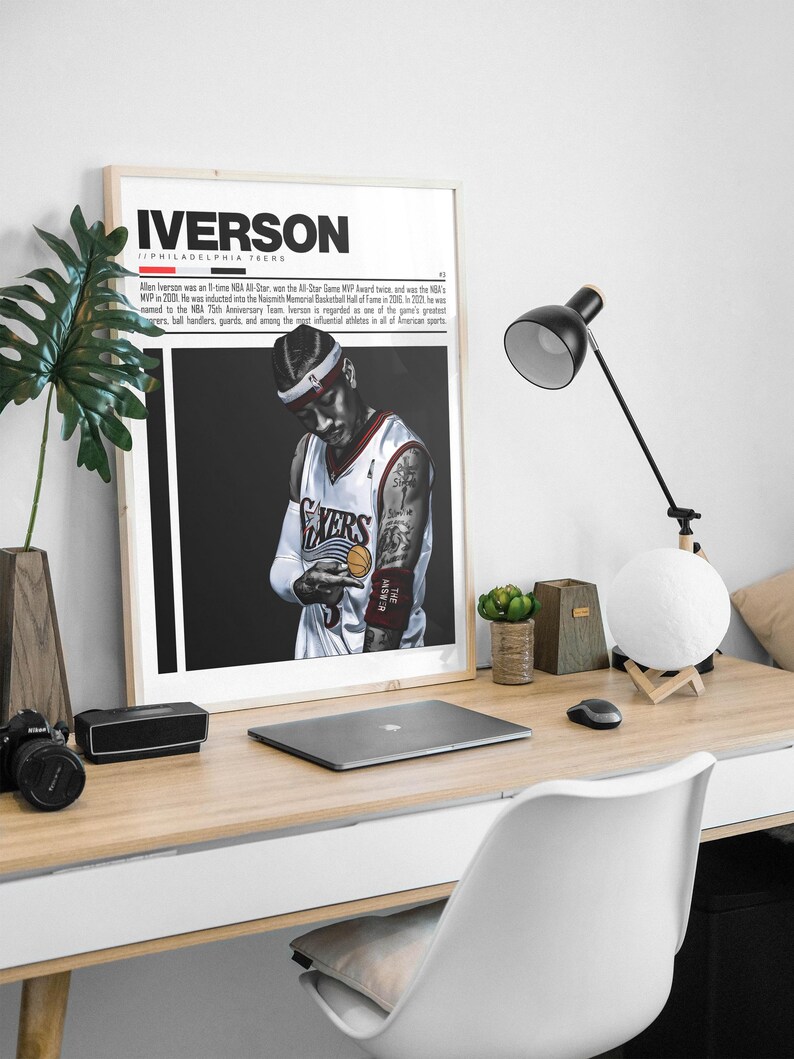 Allen Iverson Poster Philadelphia 76ers Basketball Wall Art Digital ...