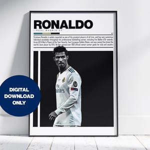 クリスティアーノ・ロナウドのデジタルポスター、サッカーファンのためのスポーツファンウォールアート、寝室やオフィスのモダンなスポーツ装飾、デジタルウォールアート