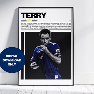 ジョン・テリーのデジタルポスター、サッカーファンのためのスポーツファン向けウォールアート、寝室やオフィス向けのモダンなスポーツ装飾、デジタルウォールアート