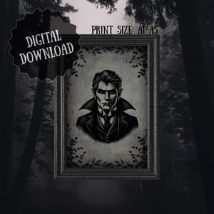 Dark Vampire Portrait: Vintage Gothic Dracula Art Print (Digital Download)