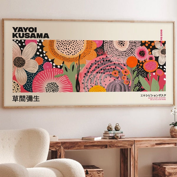 Yayoi Kusama Print, Large Japanese Wall Art, Home Wall Decor as Abstract Poster, Secret Behind the Dots Yayoi Kusama, Gallery Wall Art -P100