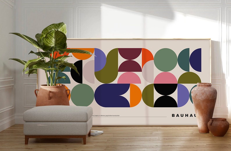 Poster della mostra Bauhaus, Arte della parete retrò minimalista Arte geometrica della parete, Stampa poster Bauhaus, Moderno di metà secolo, Arredamento Bauhaus P2 immagine 4