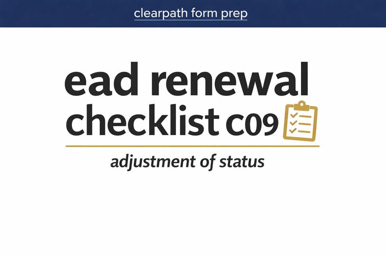 EAD Renewal Checklist C09 - Adjustment of Status (digital Download) - Etsy