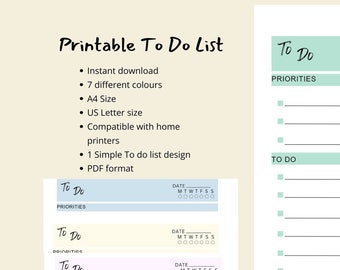 Inserto imprimible diario de tareas pendientes para productividad y organización: plantilla limpia, moderna, de gestión de tareas y establecimiento de prioridades