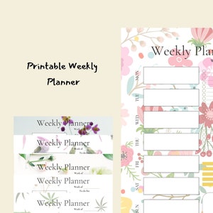 Printable Weekly Planner for Productivity:Pretty Floral Design for Life Planner, Goal Setting Planner, Time Management, Priority Setting