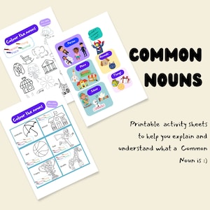 Nomi comuni - Fogli di attività stampabili - Ideale per i primi anni, scuola materna, istruzione domiciliare, attività prescolastiche, lavoro intenso, risorsa educativa