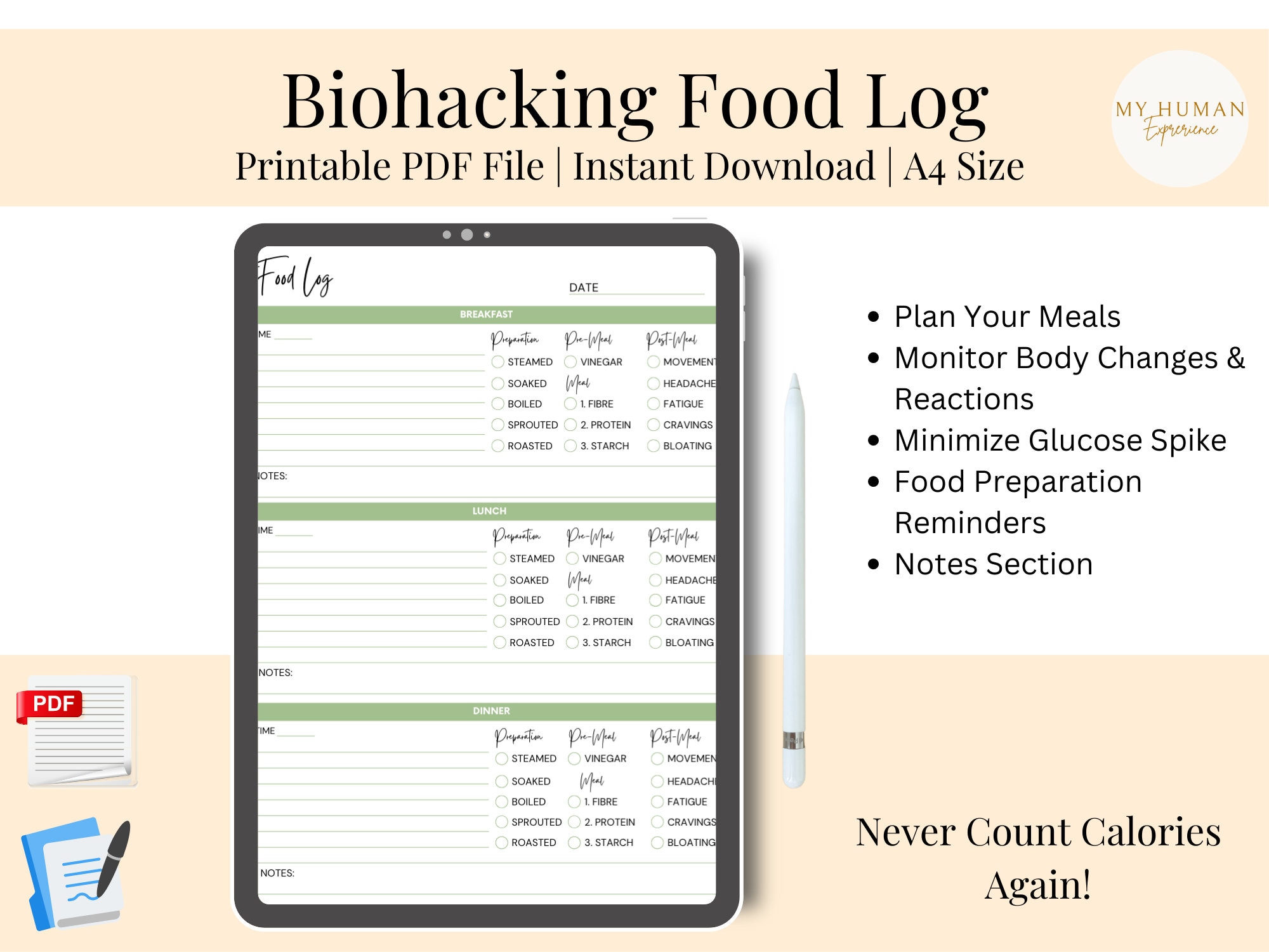 Biohacking | Daily Meal Planner Printable | Meal Prep Planner ...
