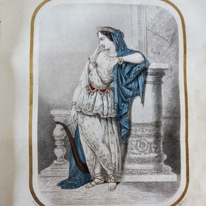 RARE Original engraving 1847 - ASPASIA (from the book Les Amans Célèbres by Esquiros)