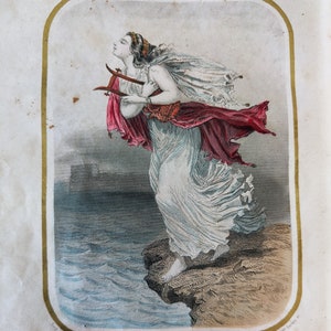 RARE Original engraving 1847 - SAPHO (from the book Les Amans Célèbres by Esquiros)