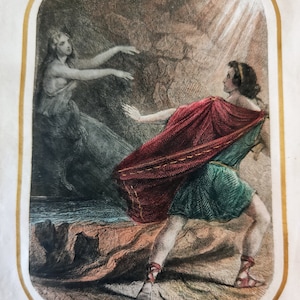 RARE Original etching 1847 - ORPHEUS (from the book Les Amans Célèbres by Esquiros)
