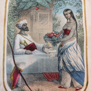 RARE Original etching 1847 - SAKOUNTALA (from the book Les Amans Célèbres by Esquiros)