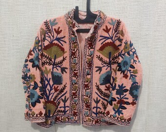 Handmade Suzani Embroidered Jacket, Floral TNT Fabric Coat