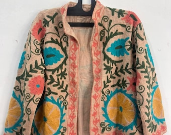 Handmade Suzani Embroidered Jacket | Bohemian Floral Coat
