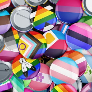 LGBTQIA+ Pride Pin Button | 50 Pride Flags Available | 3 Sizes | Queer Gift